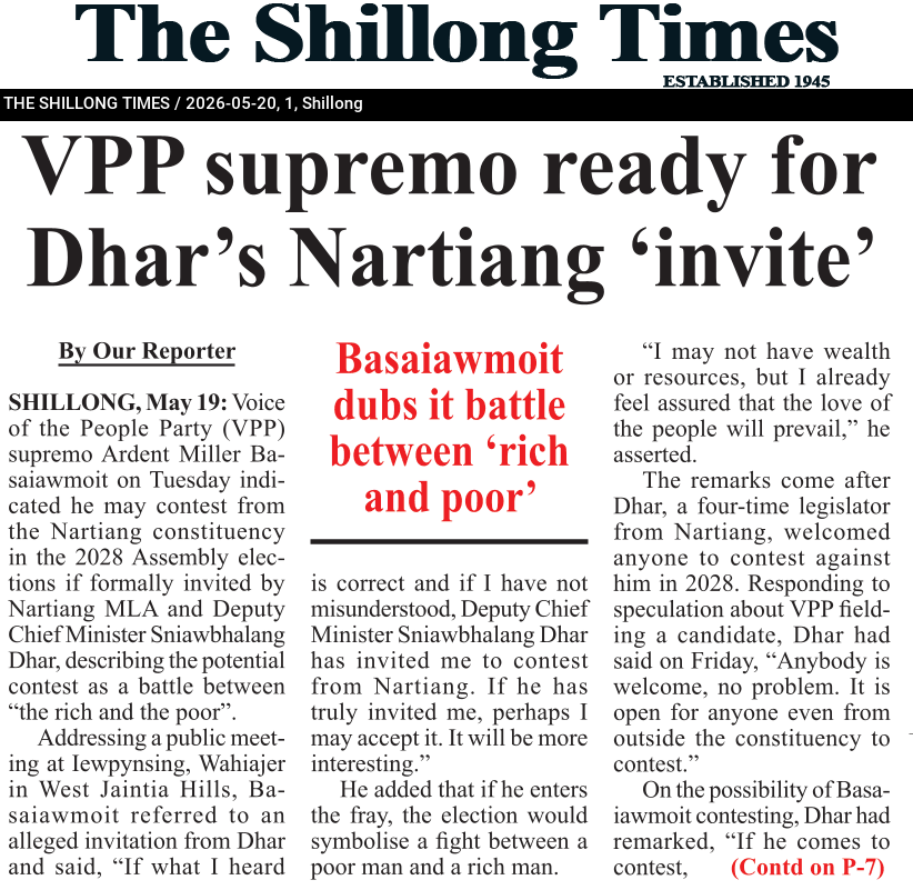 VPP supremo ready for Dhar’s Nartiang ‘invite’