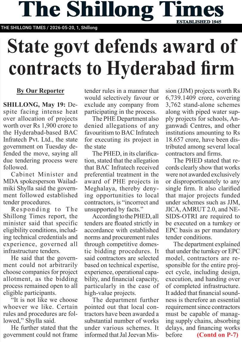 State govt defends award of contracts to Hyderabad firm