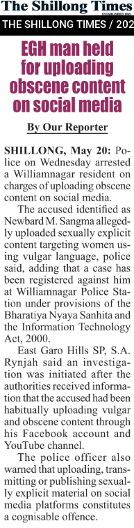 EGH man held for uploading obscene content on social media