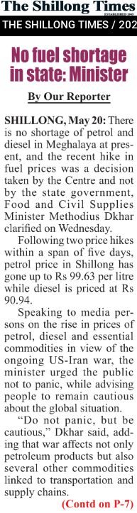 No fuel shortage in state: Minister