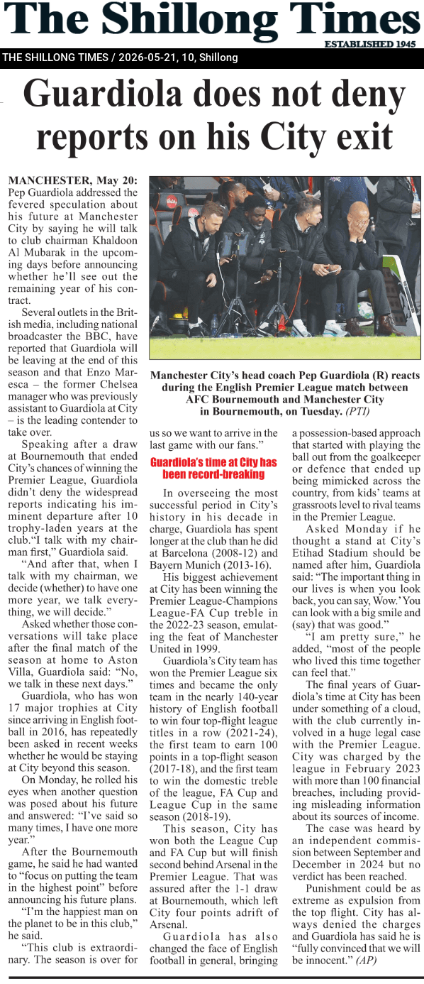 Guardiola does not deny reports on his City exit