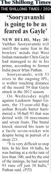 ‘Sooryavanshi is going to be as feared as Gayle’