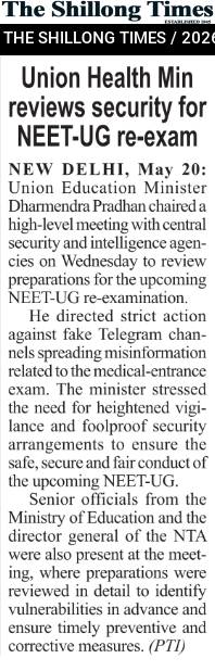 Union Health Min reviews security for NEET-UG re-exam