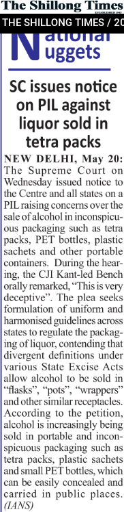 SC issues notice on PIL against liquor sold in tetra packs