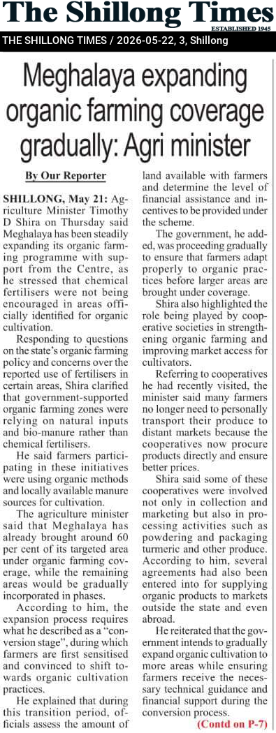 Meghalaya expanding organic farming coverage gradually: Agri minister