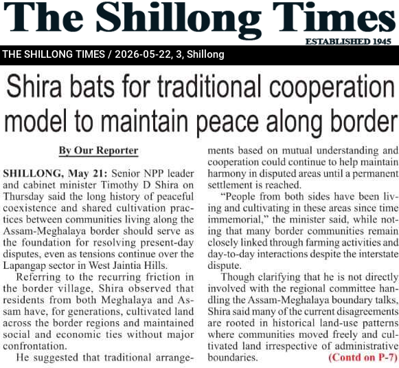 Shira bats for traditional cooperation model to maintain peace along border