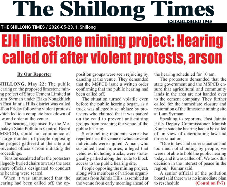 EJH limestone mining project: Hearing called off after violent protests, arson