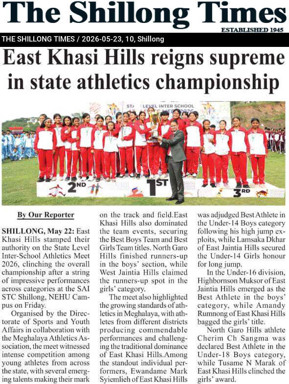 East Khasi Hills reigns supreme in state athletics championship