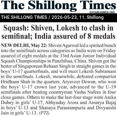 Squash: Shiven, Lokesh to clash in semifinal; India assured of 8 medals