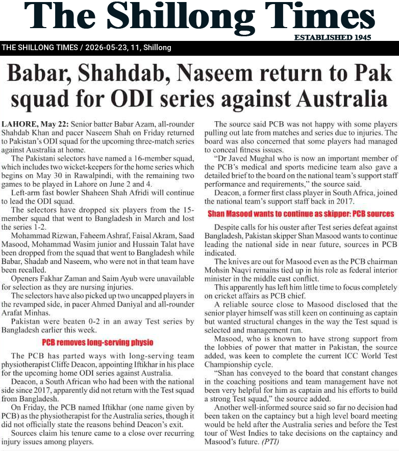 Babar, Shahdab, Naseem return to Pak squad for ODI series against Australia
