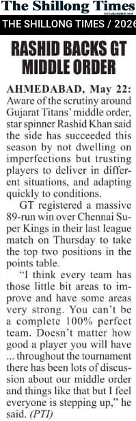 RASHID BACKS GT MIDDLE ORDER