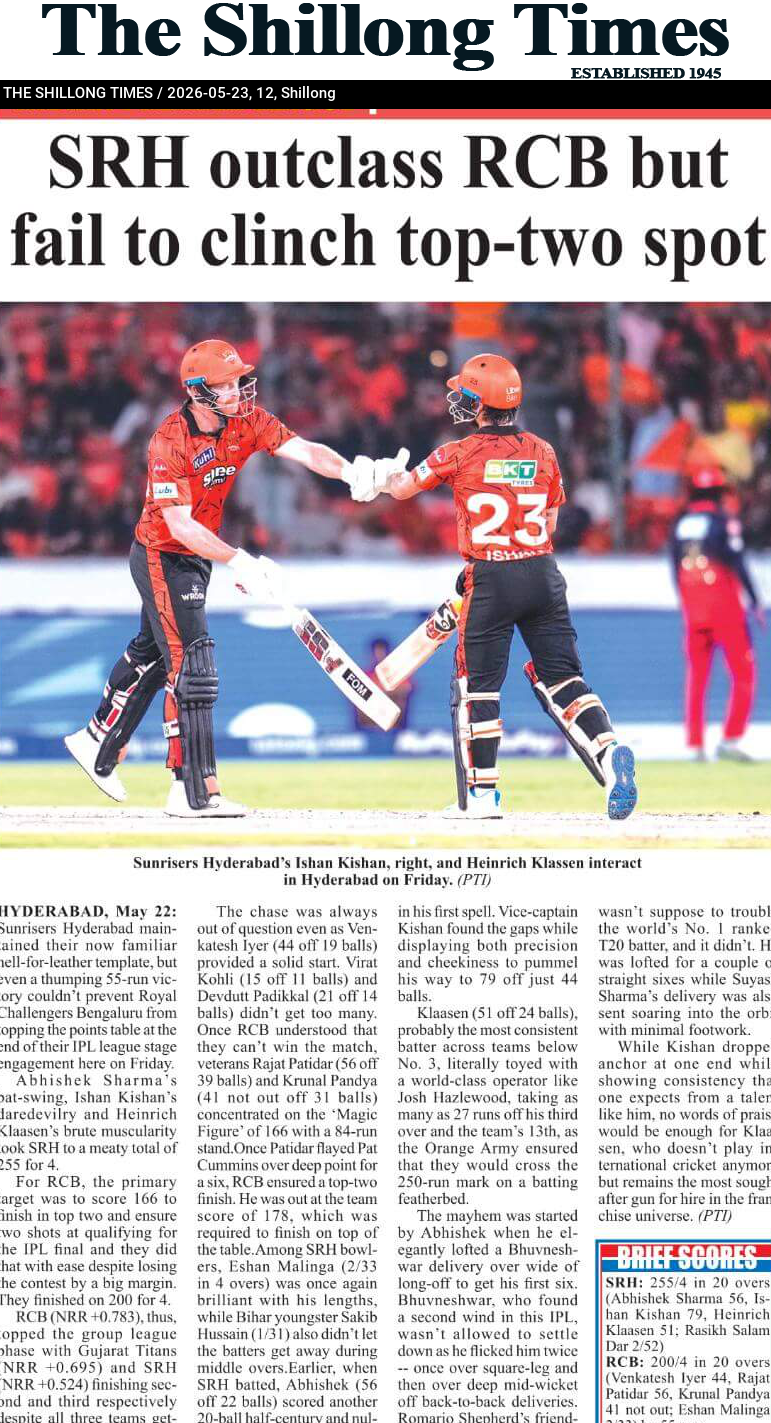 SRH outclass RCB but fail to clinch top-two spot