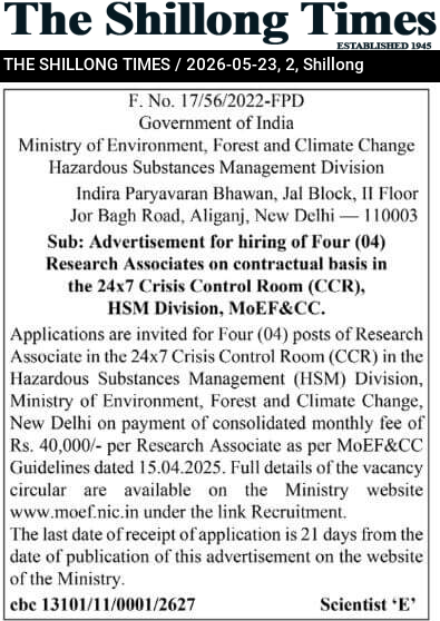 F. No. 17/56/2022-FPD Government of India Ministry of Environment, Forest and Climate Change Hazardous Substances Management Division Indira Paryavaran Bhawan, Jal Block, II Floor Jor Bagh Road, Aliganj, New Delhi — 110003