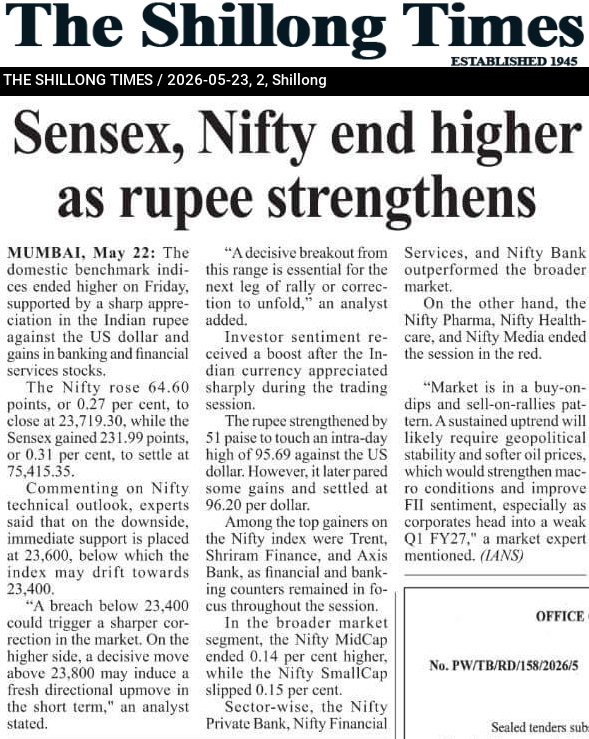 Sensex, Nifty end higher as rupee strengthens