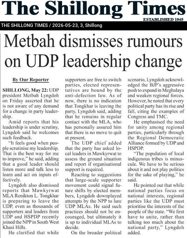 Metbah dismisses rumours on UDP leadership change