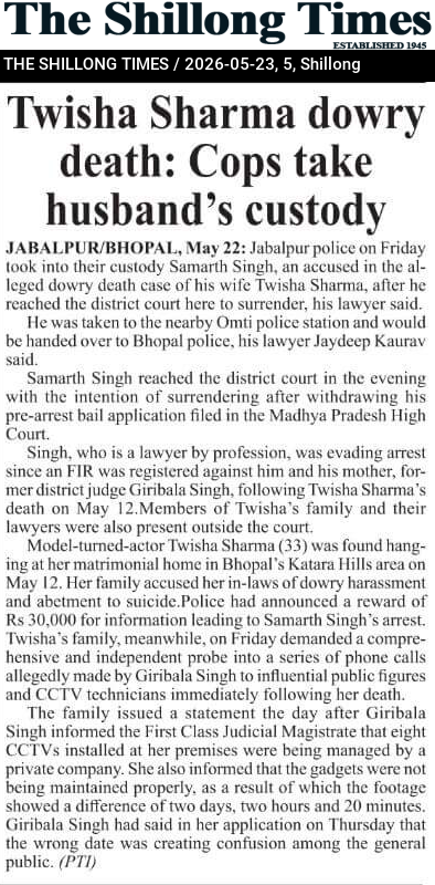 Twisha Sharma dowry death: Cops take husband’s custody