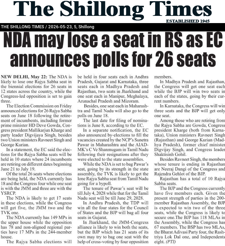 NDA may lose a seat in RS as EC announces polls for 26 seats