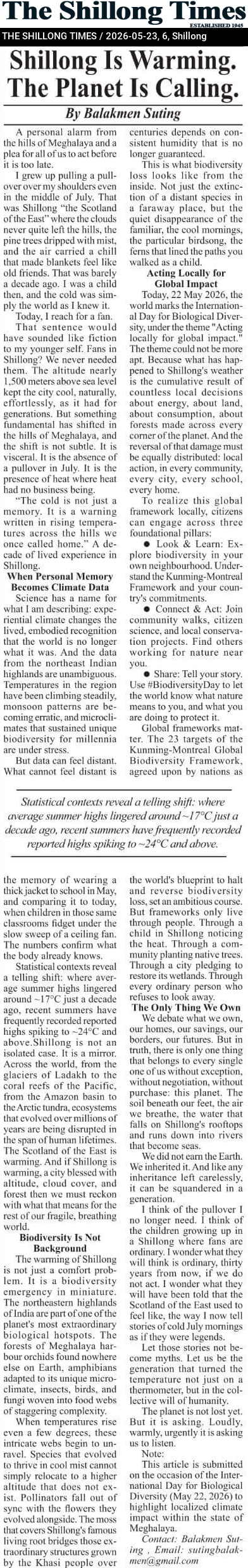 Shillong Is Warming. The Planet Is Calling.