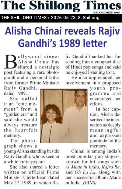 Alisha Chinai reveals Rajiv Gandhi’s 1989 letter