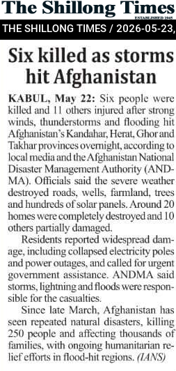 Six killed as storms hit Afghanistan