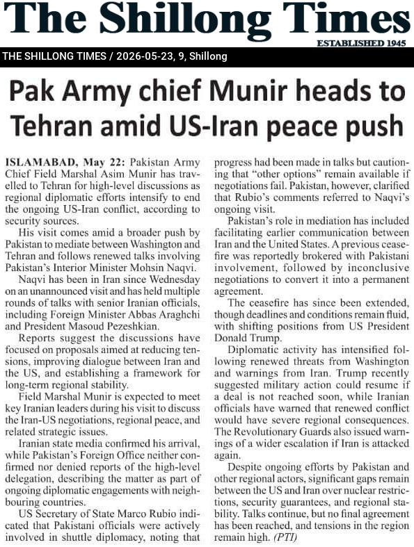 Pak Army chief Munir heads to Tehran amid US-Iran peace push