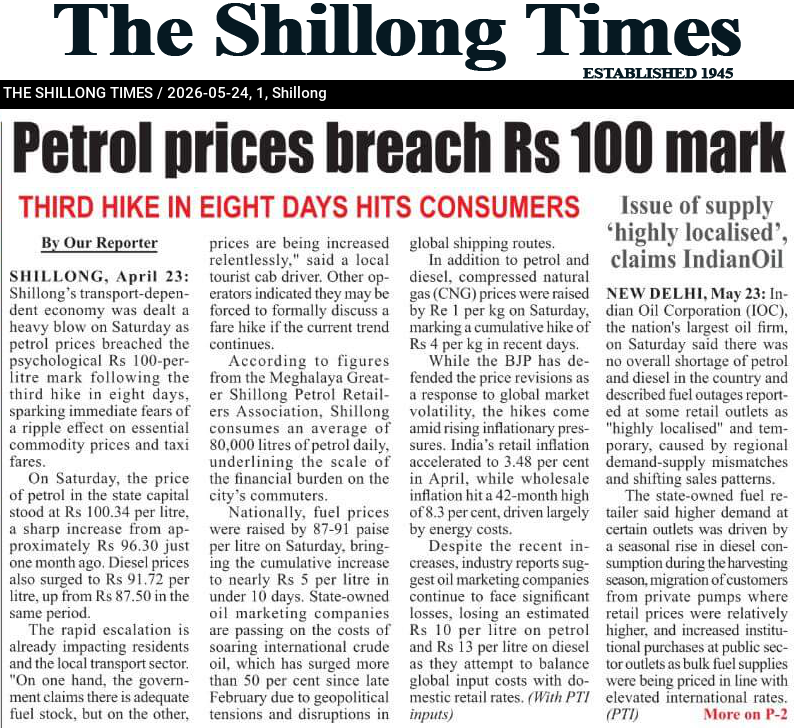 Petrol prices breach Rs 100 mark