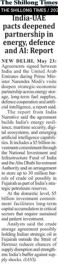 India-UAE pacts deepened partnership in energy, defence and AI: Report