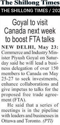 Goyal to visit Canada next week to boost FTA talks