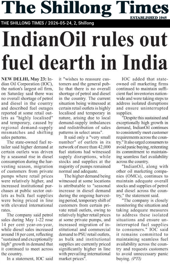 IndianOil rules out fuel dearth in India