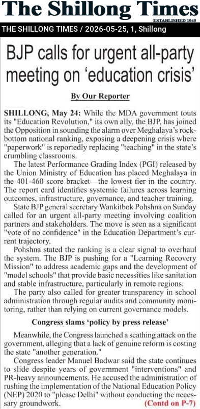 BJP calls for urgent all-party meeting on ‘education crisis’