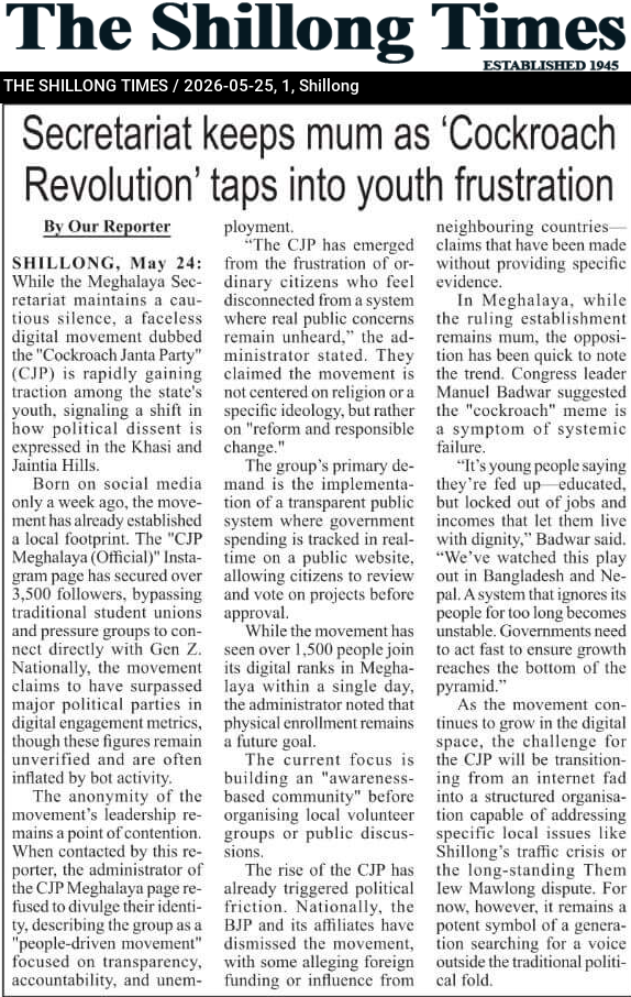 Secretariat keeps mum as ‘Cockroach Revolution’ taps into youth frustration