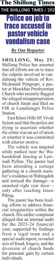 Police on job to trace accused in pastor vehicle vandalism case