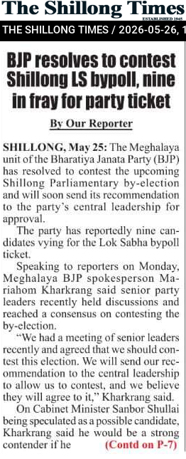 BJP resolves to contest Shillong LS bypoll, nine in fray for party ticket