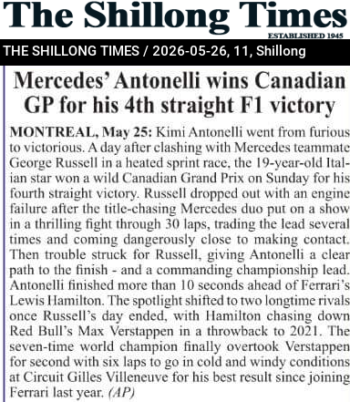 Mercedes’ Antonelli wins Canadian GP for his 4th straight F1 victory