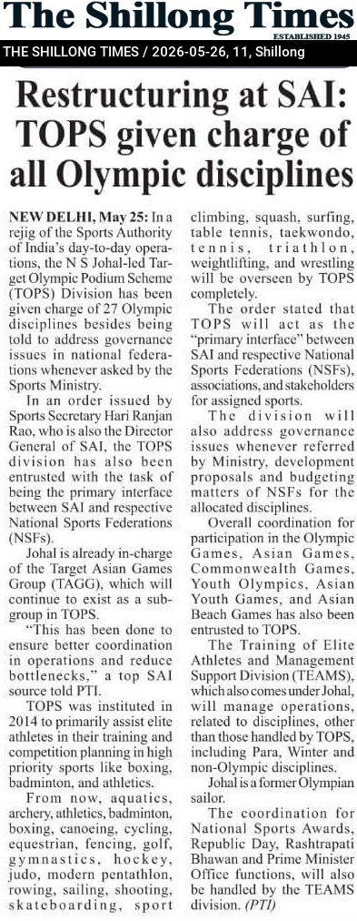 Restructuring at SAI: TOPS given charge of all Olympic disciplines