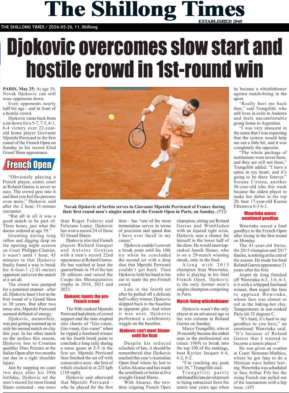 Djokovic overcomes slow start and hostile crowd in 1st-round win