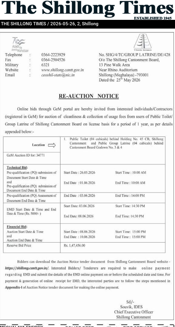 RE-AUCTION NOTICE