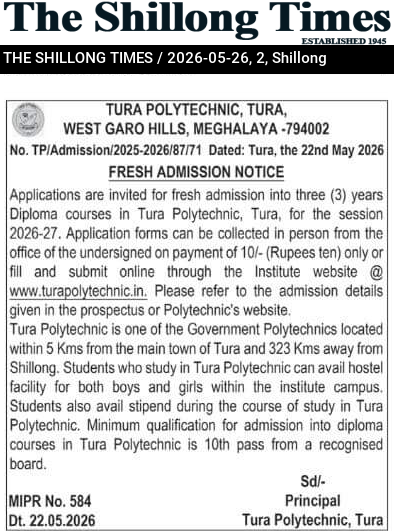 FRESH ADMISSION NOTICE