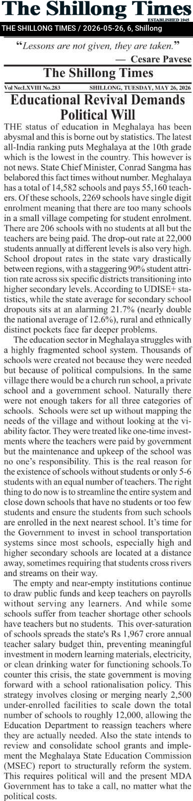 Educational Revival Demands Political Will