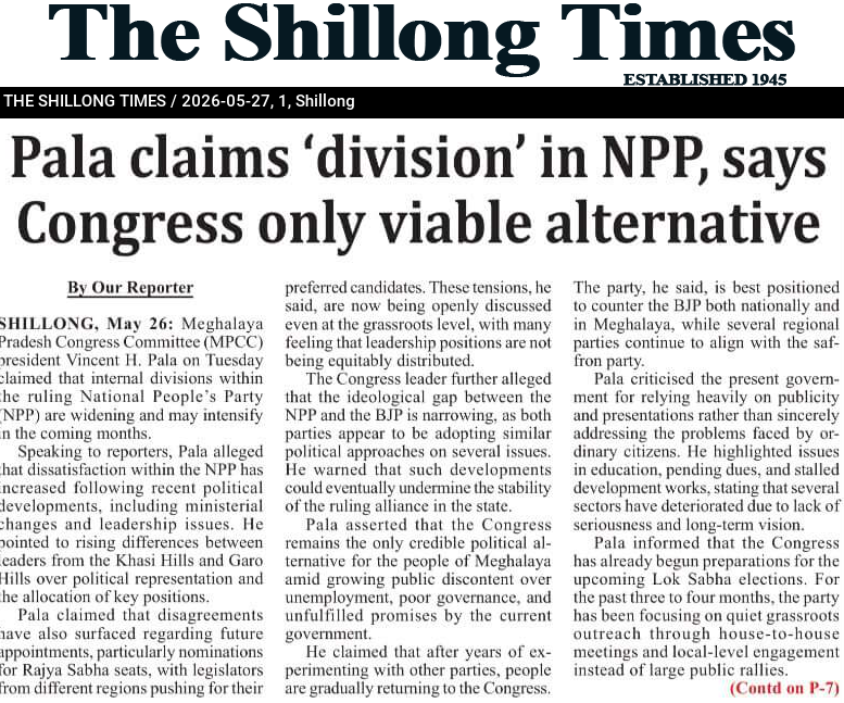 Pala claims ‘division’ in NPP, says Congress only viable alternative