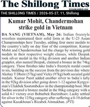 Kumar Mohit, Chandermohan strike gold in Vietnam
