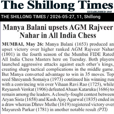 Manya Balani upsets AGM Rajveer Nahar in All India Chess