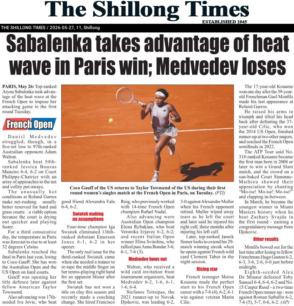Sabalenka takes advantage of heat wave in Paris win; Medvedev loses
