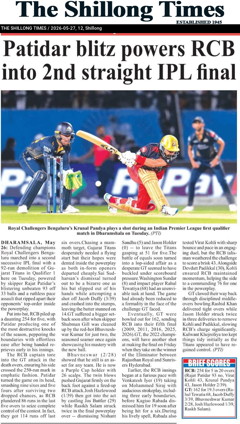 Patidar blitz powers RCB into 2nd straight IPL final