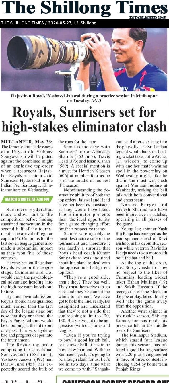 Royals, Sunrisers set for high-stakes eliminator clash