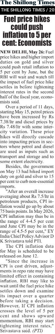 Fuel price hikes could push inflation to 5 per cent: Economists