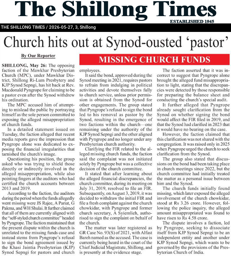 Church hits out at Synod-ousted ‘pastor’
