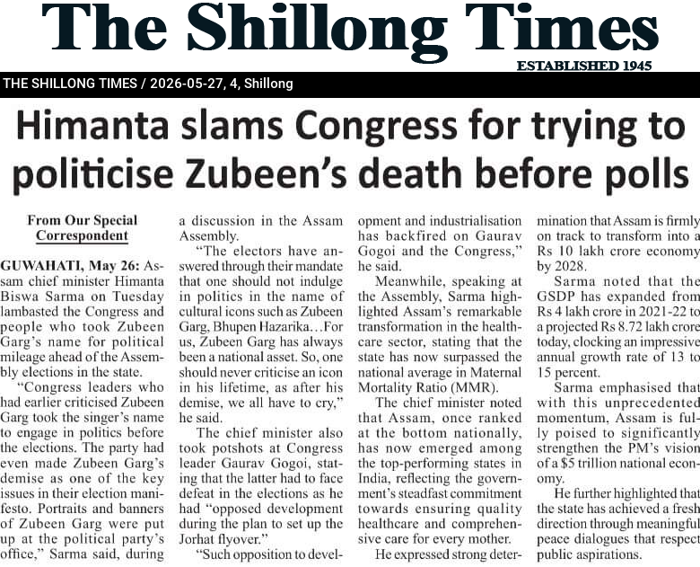 Himanta slams Congress for trying to politicise Zubeen’s death before polls