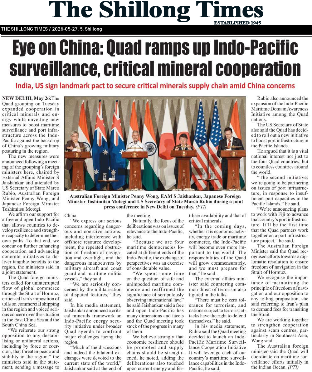 Eye on China: Quad ramps up Indo-Pacific surveillance, critical mineral cooperation