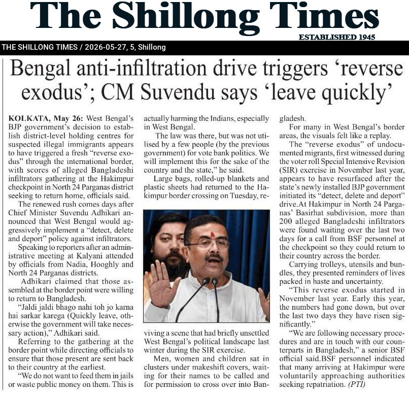 Bengal anti-infiltration drive triggers ‘reverse exodus’; CM Suvendu says ‘leave quickly’